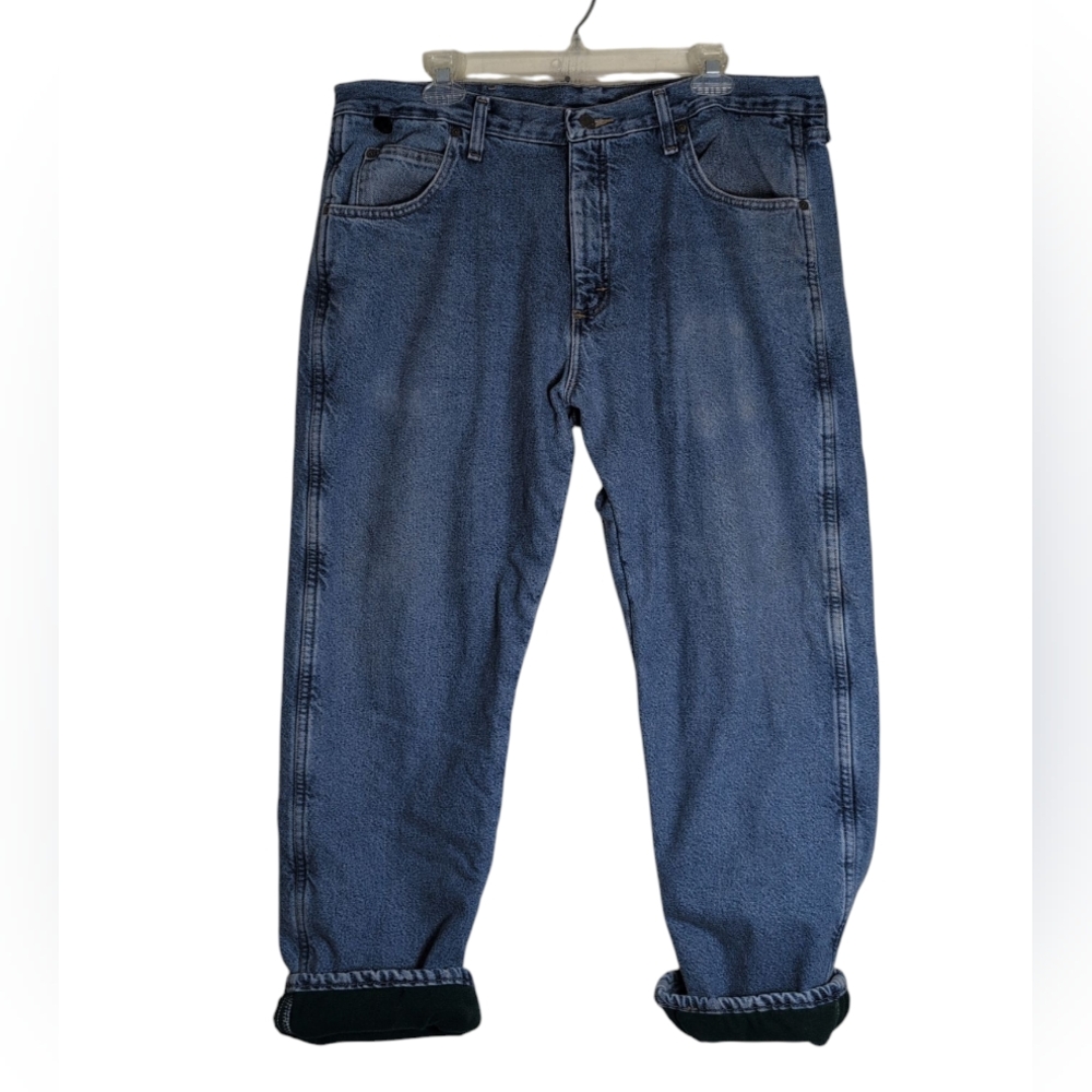 Wrangler Rugged Wear Men's Thermal Jeans - Stonewash, 36W‎ x 28L Green Lining